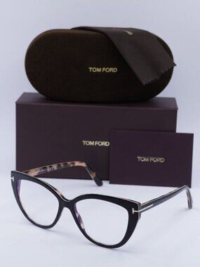 Tom Ford FT5673-B 005 Cat Eye Eyeglasses 54mm – Black / Blue Light Block